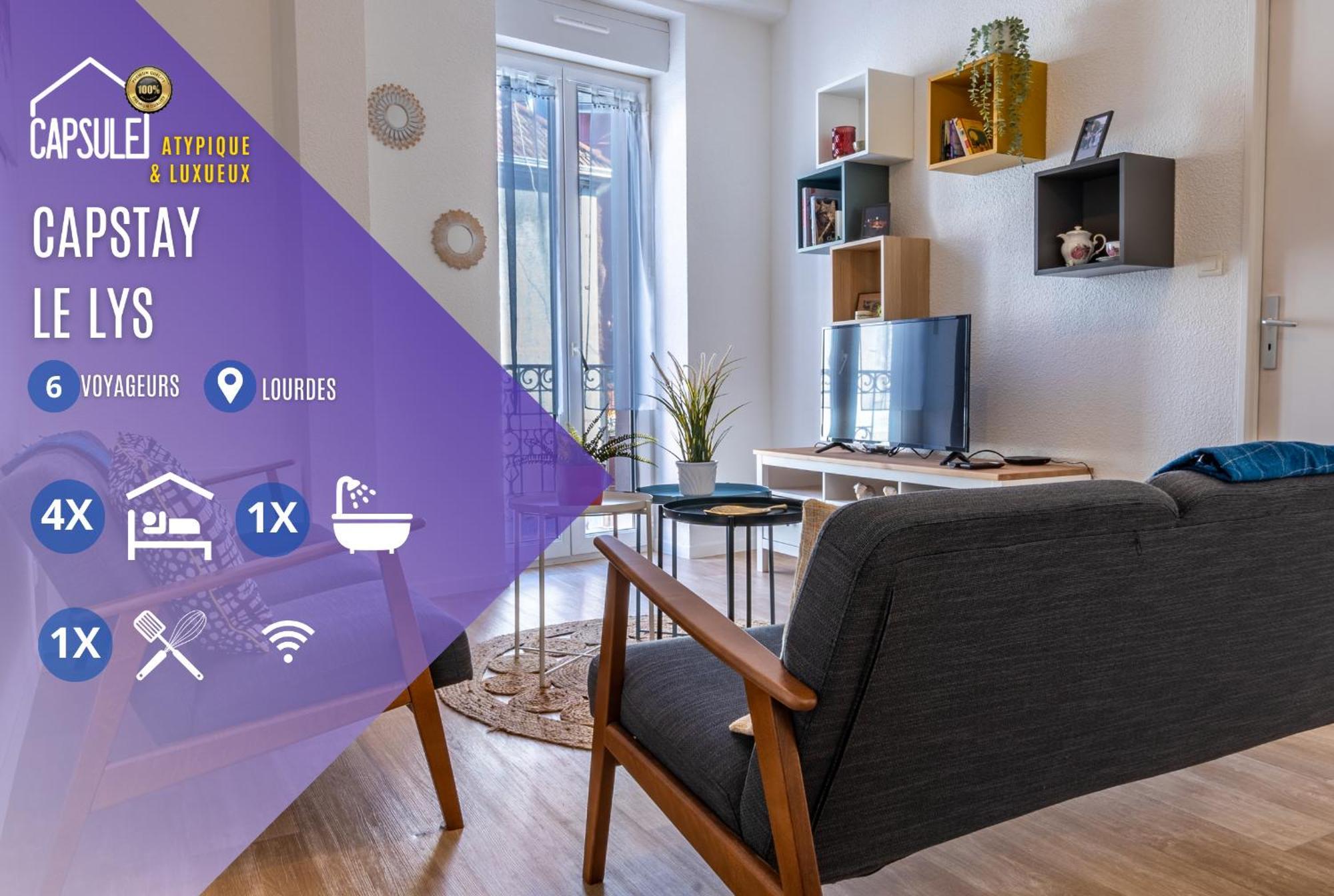 LE LYS- Appartement T3 tout equipé, vue imprenable sur le château de lourdes Esterno foto